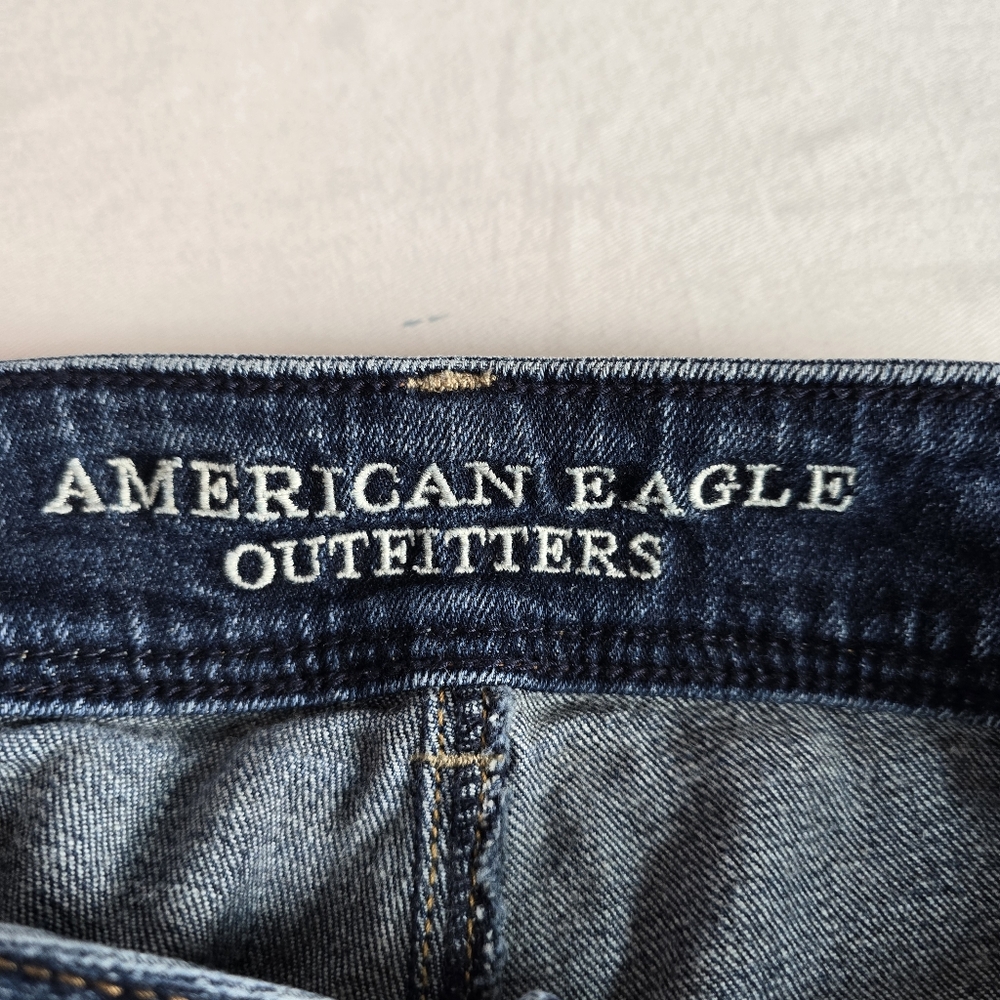 American Eagle Womens_Kick Boot "Stretch" 5 Pocket Distressed Jeans Size 8 Short - Picture 2 of 14